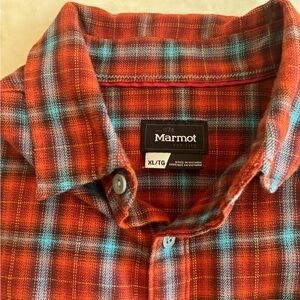 Men's Marmot orange and blue Plaid Shirt